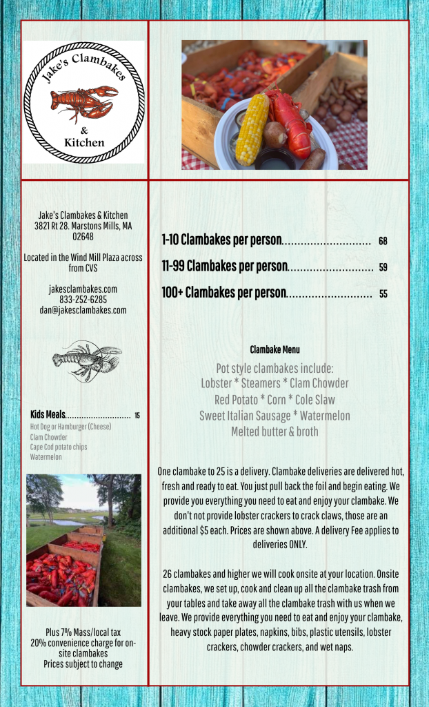 Clambake Pricing Jake's Clambakes & Kitchen
